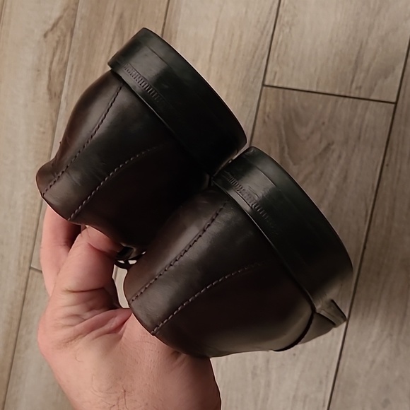 HUGO‎ BOSS Dark Brown Leather Lace Up Sz 7 Mens Oxford Cap Toe Dress Shoes - Picture 5 of 8